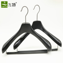 black wooden luxury suit clothes hanger for brand shops